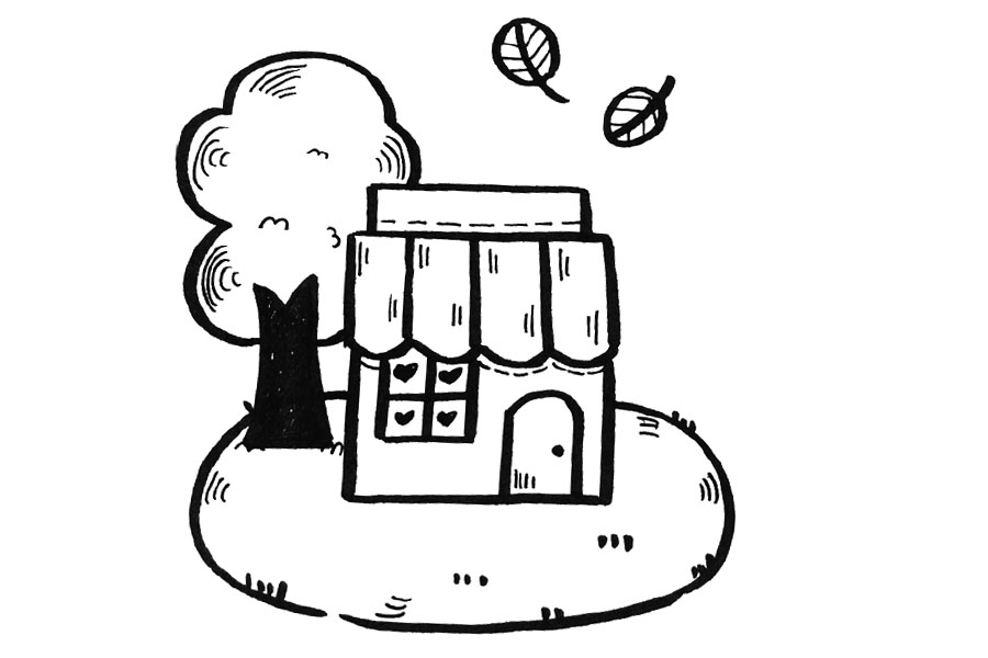 春暖花开小房子简笔画图片-图2