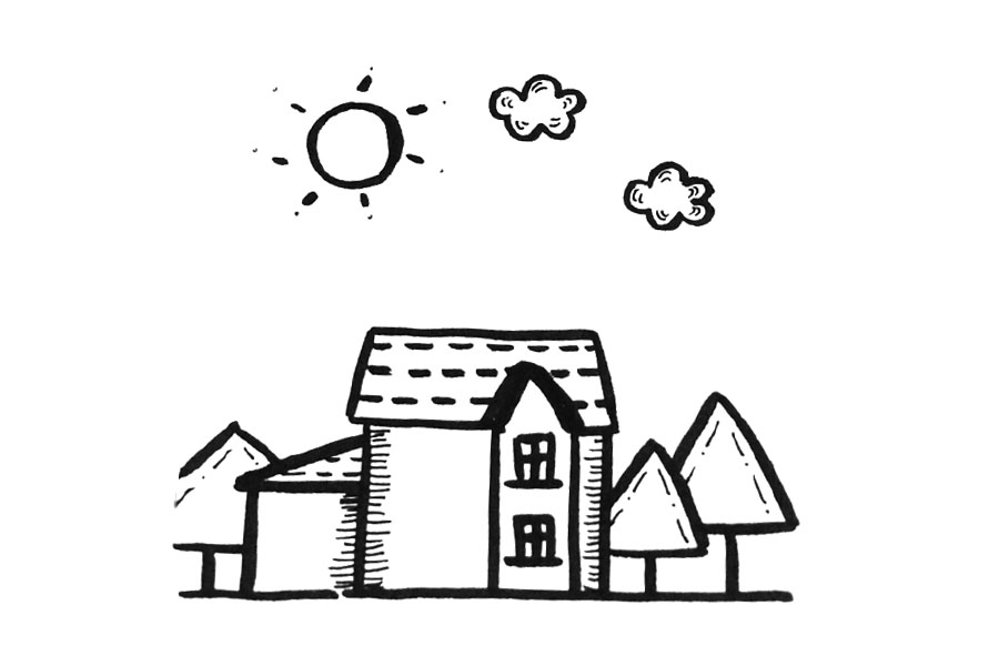 春暖花开小房子简笔画图片-图7