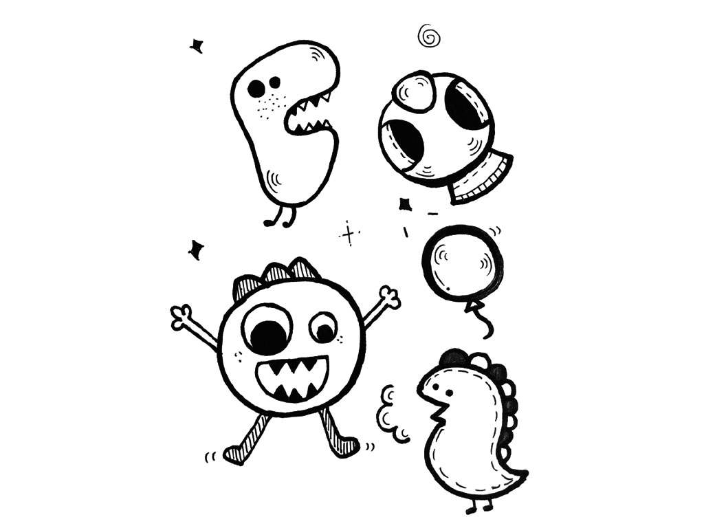 一组可爱小怪兽简笔画图片-图2