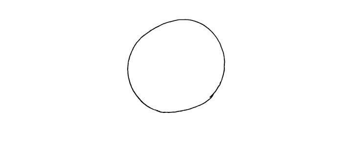 步骤1：首先画上一个圆.是哆啦A梦的头部。