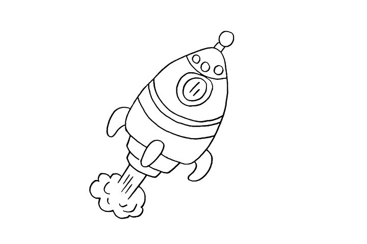 步骤7：再画出燃气舵喷出的火焰。