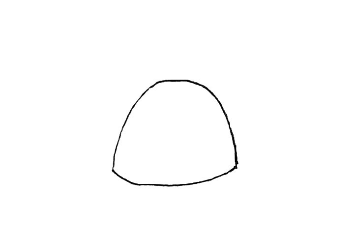 步骤1：先画上一个半圆，用弧线链接起来。