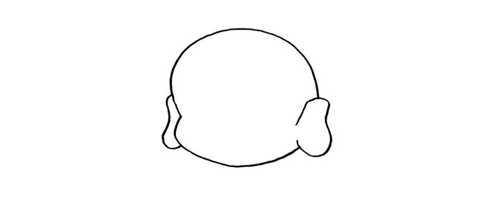 步骤2：在画上他大大的耳朵.注意耳朵的画法。