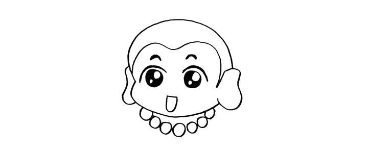 步骤6：接着用圆圈画出他脖子上的珠子。