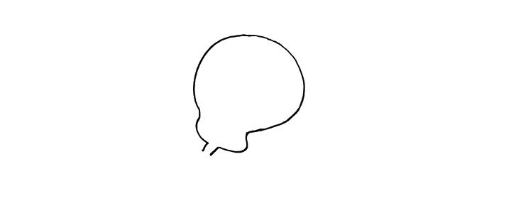 步骤2：在缺口处画出小黄鸭的下巴和脖子。