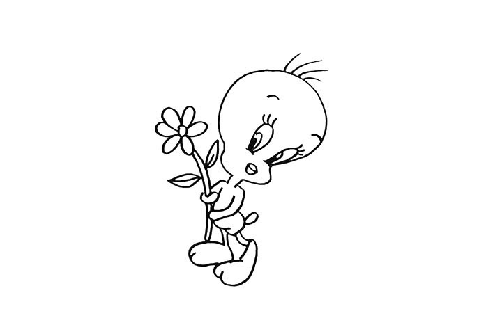 步骤9：别忘了小黄鸭身后的小尾巴也画出来。