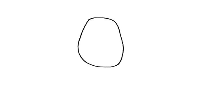 步骤1：首先画上熊二的头部.一个不规则的圆。