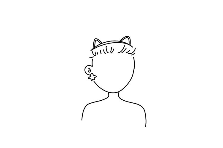 步骤2：接着画头部及身体轮廓。