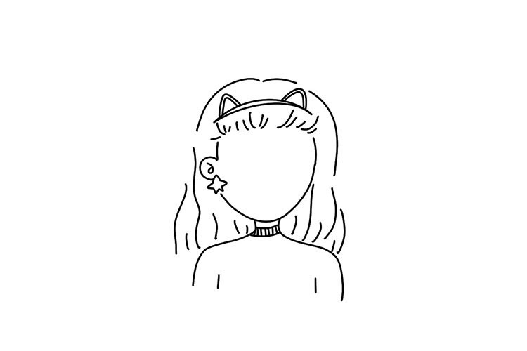 步骤3：然后画出女神的长发。