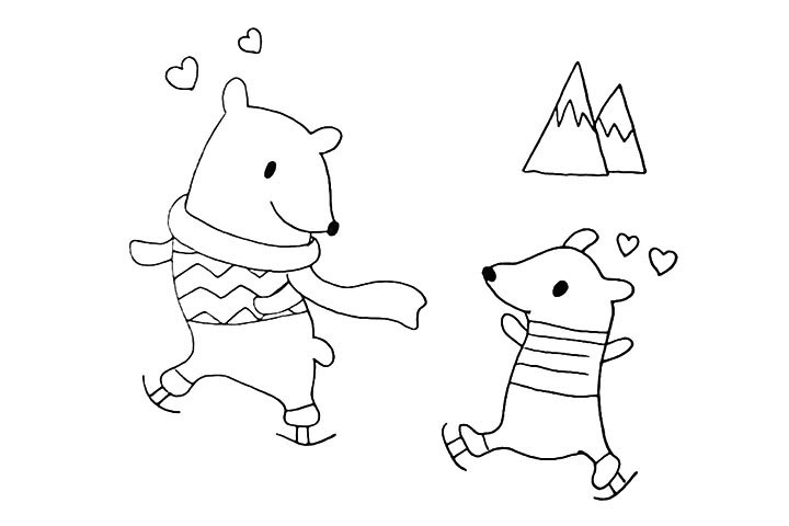 步骤11：我们把周围装饰一下画出冰山以及爱心。