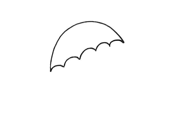 步骤2：画波浪形伞边。