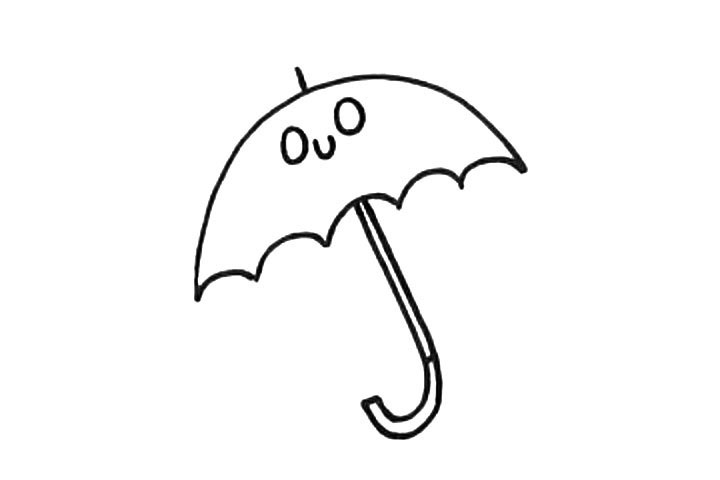 步骤4：给雨伞画一个可爱的表情。