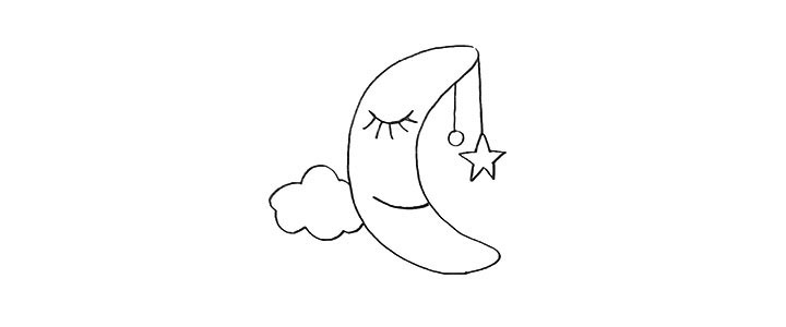 步骤6：在月亮的身后画出一朵白云。