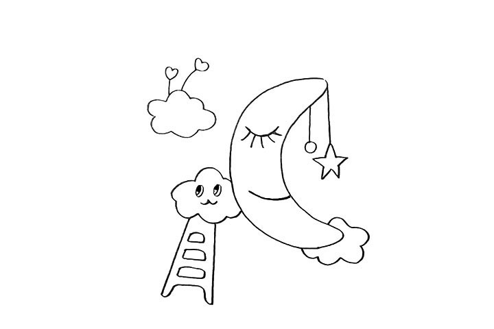 步骤9：以及上方再画出一片可爱的云朵。