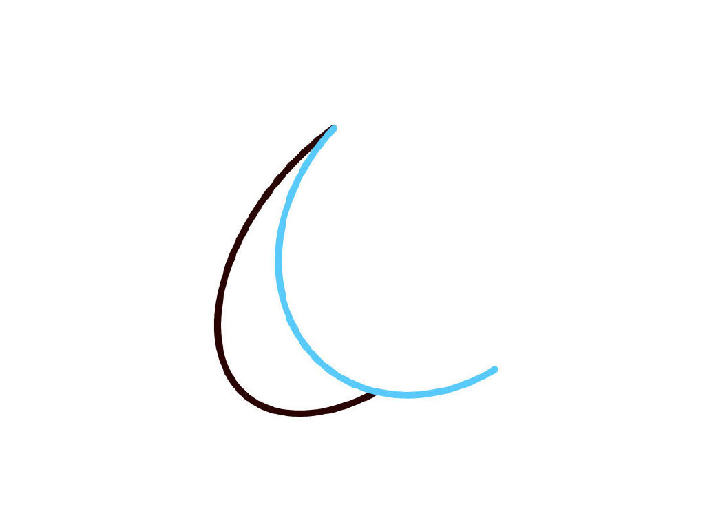 步骤2：再画一个左弧线。