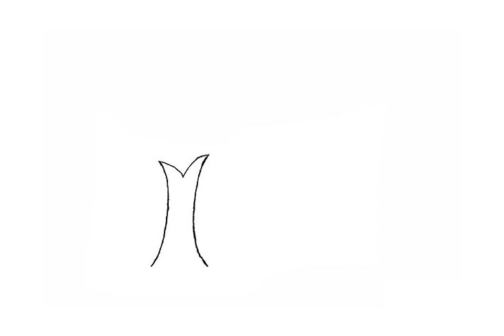 步骤1：首先画几条弧线连接出树身.注意线条的位置。