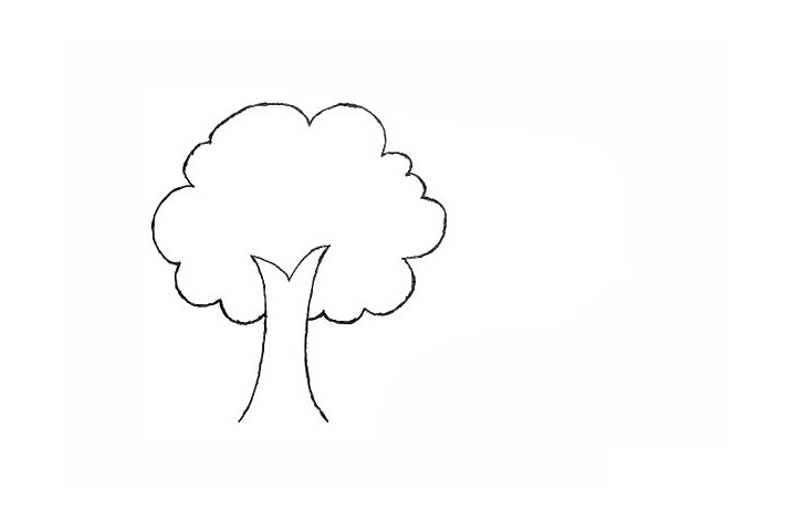 步骤2：在用不规则的波浪线勾落出树冠。