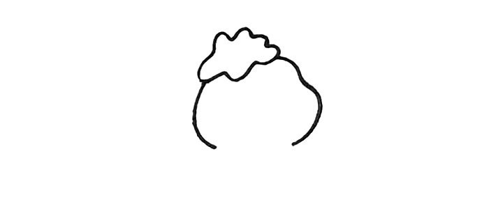 步骤2：用不规则的弧线画出它的脸颊。