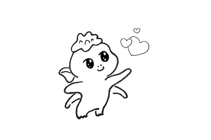 步骤7：然后用心形在傍边装饰一下。