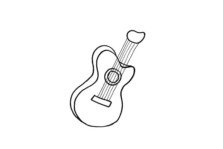 步骤6：接着用直线画出它的琴弦。