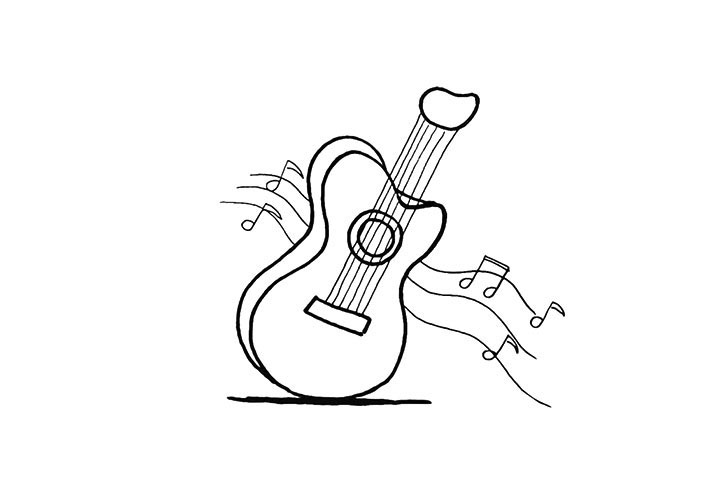 步骤8：把周围画一些音符装饰一下。