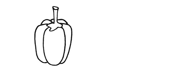 步骤2：用弧线从内到外慢慢的画出辣椒的身体。