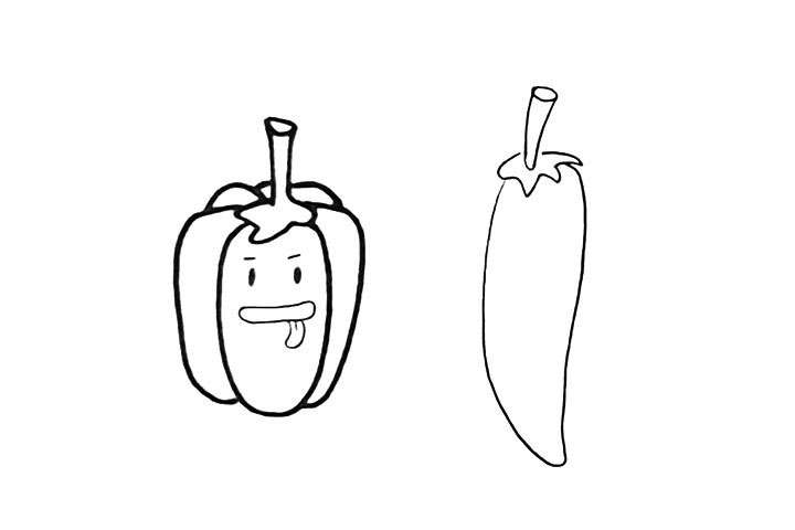 步骤5：再来勾勒出它长长的身体.下面是尖尖的。