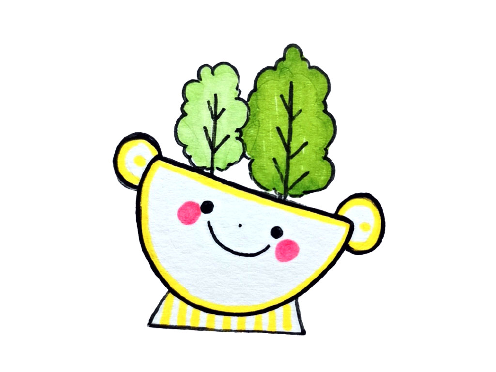 一组可爱的盆栽简笔画图片-图3