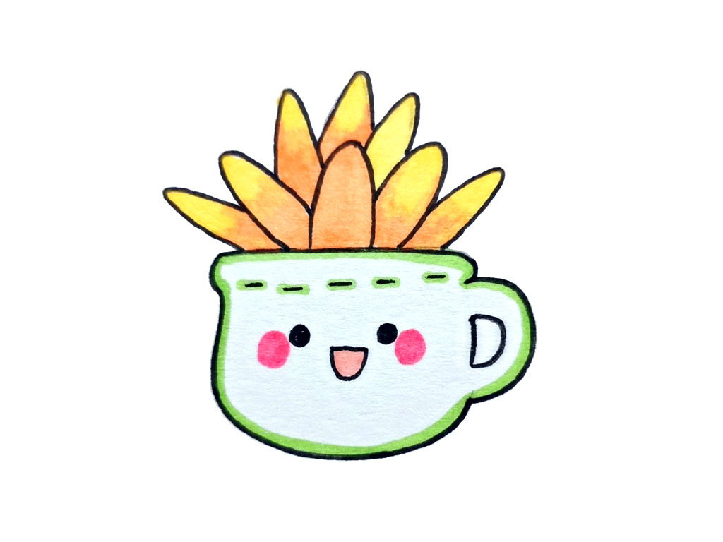 一组可爱的盆栽简笔画图片-图7