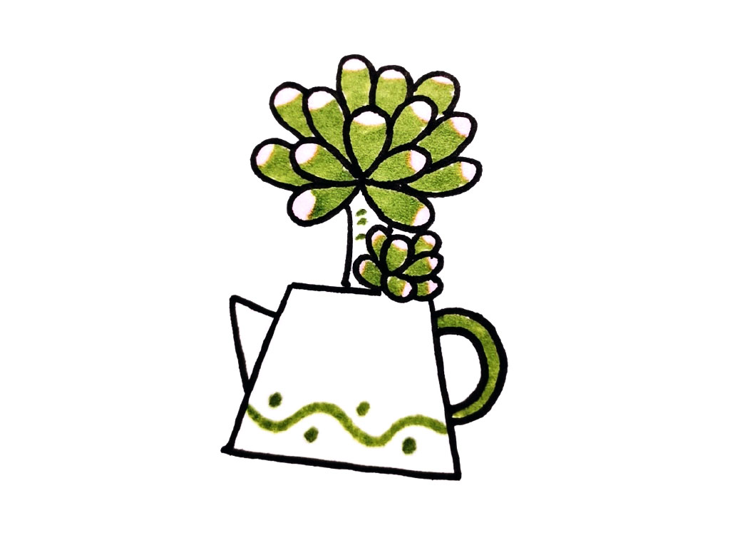 一组可爱的盆栽简笔画图片-图12