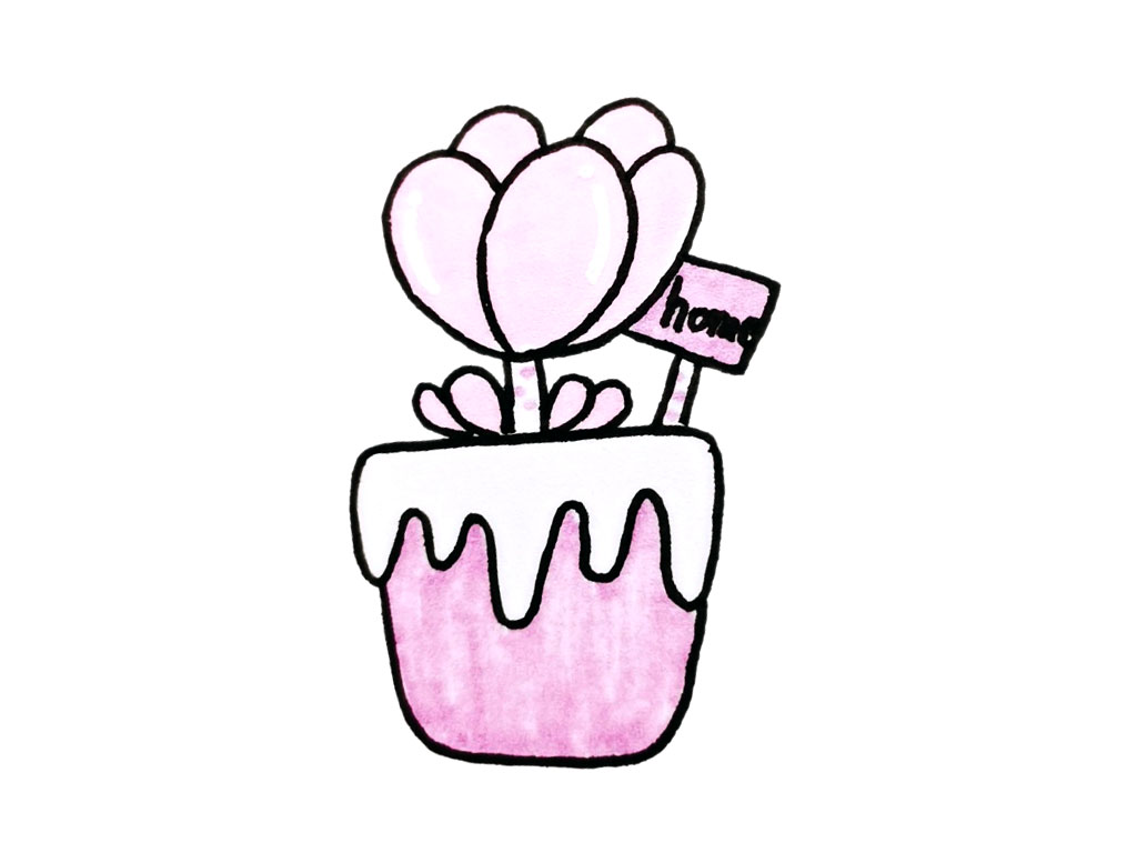 一组可爱的盆栽简笔画图片-图16