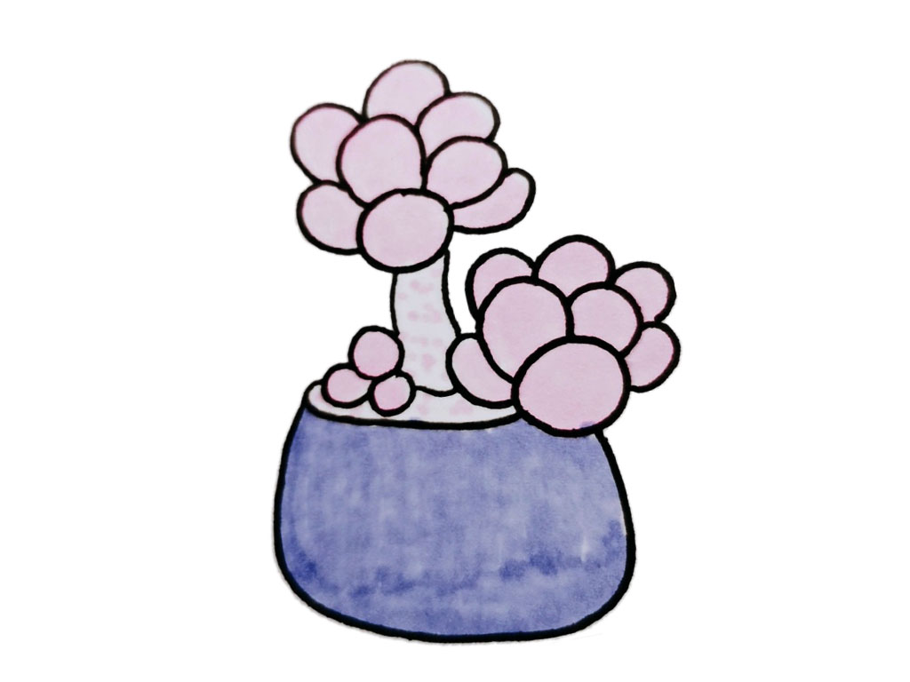 一组可爱的盆栽简笔画图片-图17