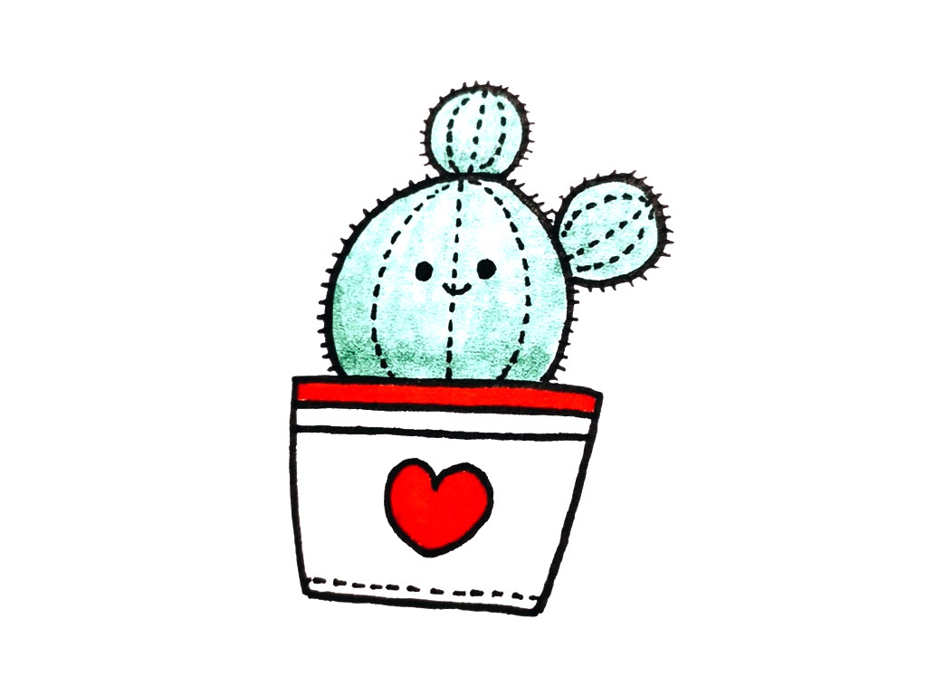 一组可爱的盆栽简笔画图片-图18