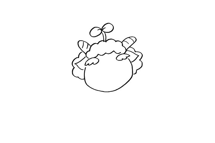 步骤6：在来画满他的毛发和耳朵。