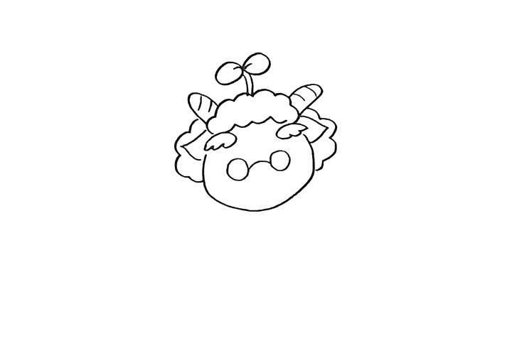 步骤7：羊村长爷爷戴着一副老花镜。