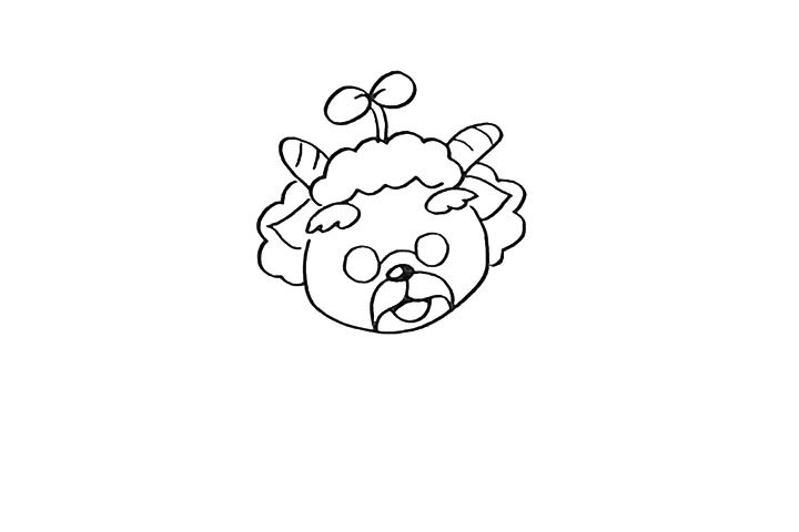 步骤8：还有他的胡须和嘴巴.注意胡须的形状。