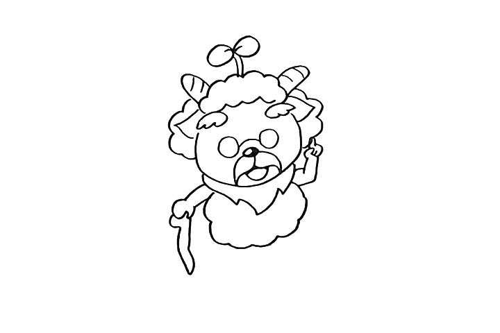 步骤10：还有他的手臂.一只手是拄着拐杖的。