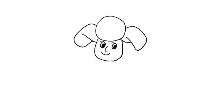 步骤4：然后画出他大大的棉帽.注意形状。