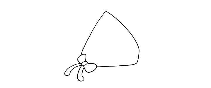 步骤2：接着在缺口处画出一个美丽的蝴蝶结。