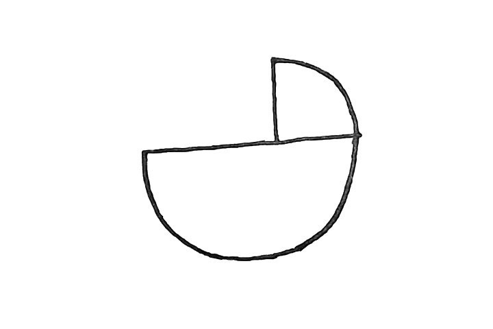 步骤2：车身的右上方画一个三角形.作为车棚。