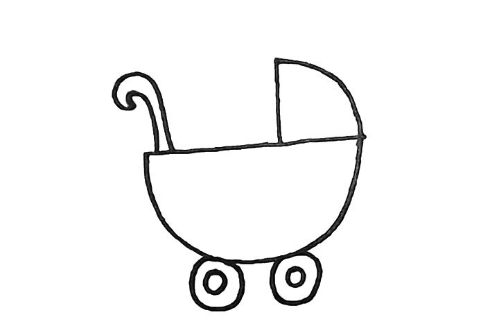 步骤4：然后用一大一小的圆形画出车轮。