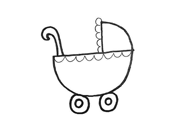 步骤5：接着用波浪线勾勒出车身的花边。