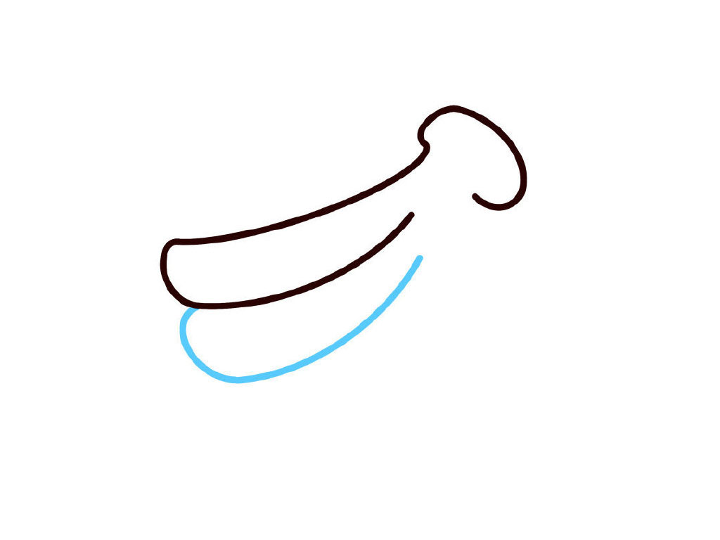 步骤4：继续画第二根香蕉。