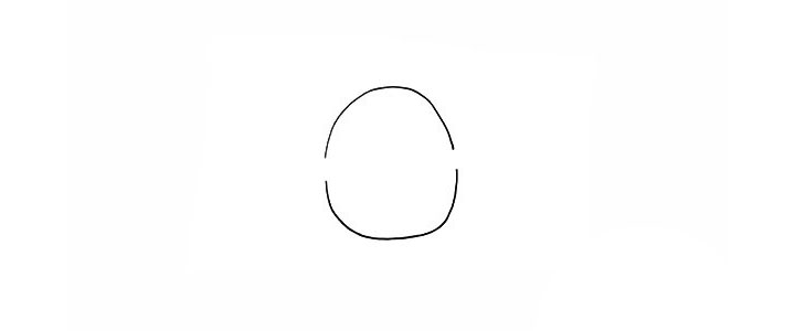 步骤1：首先画两个半圆相对.中间留出缺口。