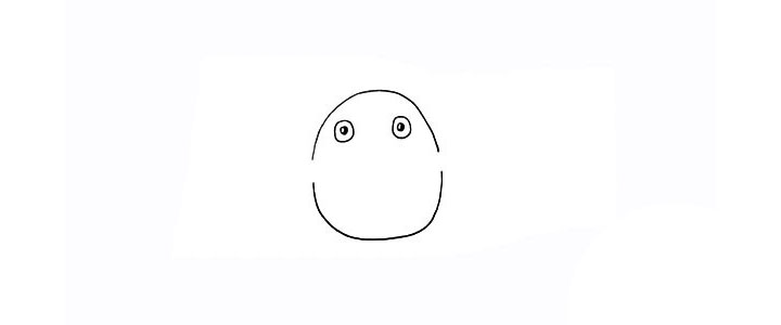 步骤2：画出它圆圆的眼睛留出高光部分。