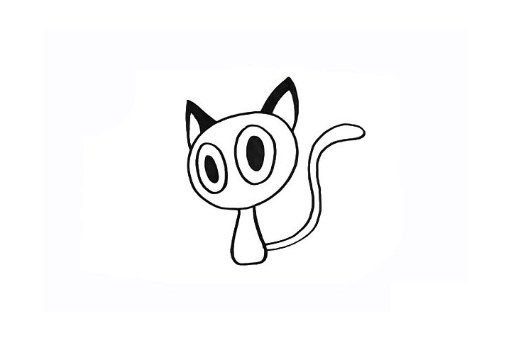 步骤6：然后画出它又细又长的尾巴.注意线条的弧度。