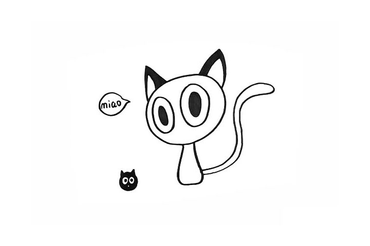 步骤7：把画好的小黑装扮一下.同学们可以自己发挥。