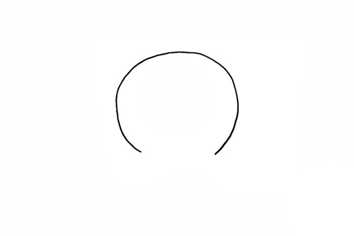 步骤1：首先画出一个圆底部不要封口。