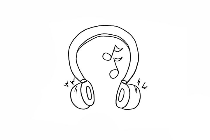 步骤6：然后给周围画上音符。