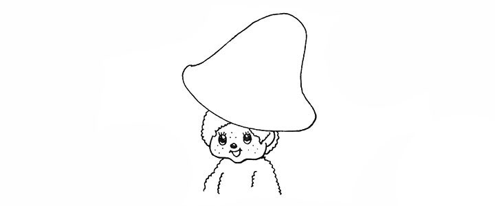 步骤7：在头下方的位置画上蒙奇奇的肩膀部分。